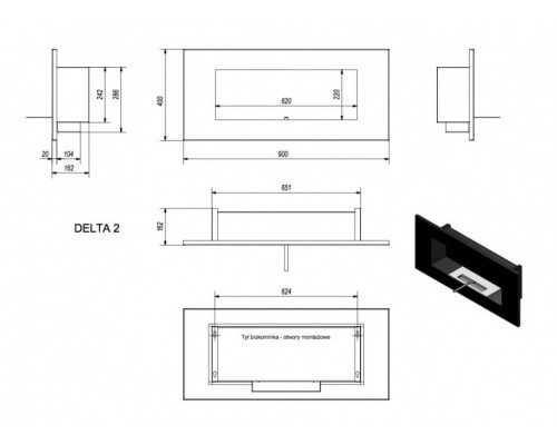 Биокамин Kratki DELTA 2 HORIZONTAL