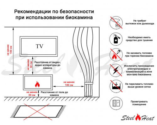 Биокамин фронтальный SteelHeat GRAND 700